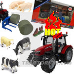 Britains 43205 Spielset Massey Ferguson 5612 with Bale Lifter and Animals 1/32