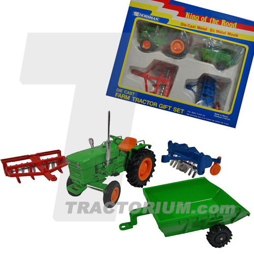 Horsman Kubota L1501 Traktor Set mit Anhänger und Geräten ca. 1/30