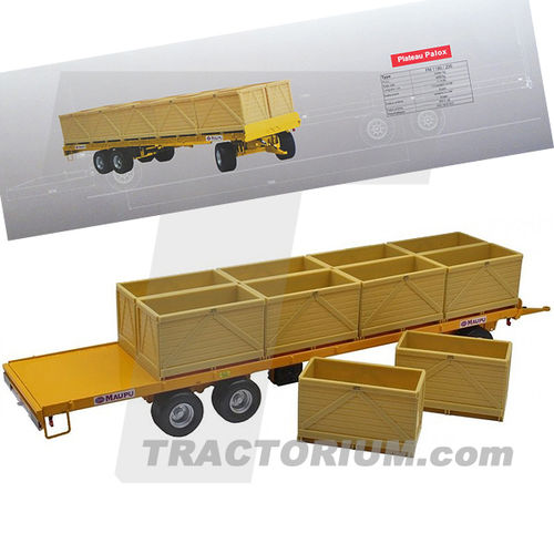 Replicagri 237 Maupu Flat-Trailer with 10 Boxes 1/32