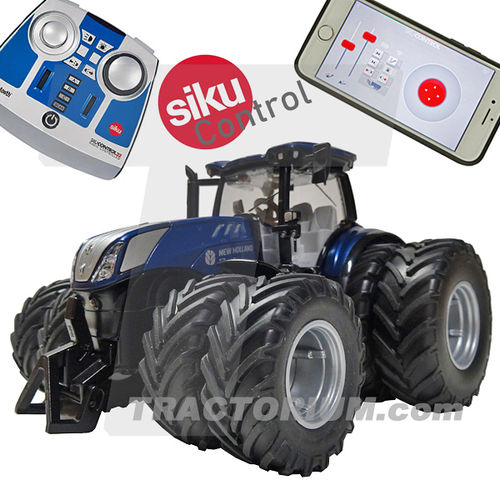 Siku Control 6739 New Holland T7.315 Blue P. mit Zwillingsbereifung + Bluetooth Fernsteuermodul 1/32