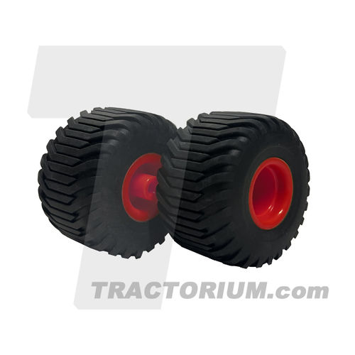 Tractorium Parts 1227 Wide Trelleborg Wheels (2 Pieces) Red 1/32